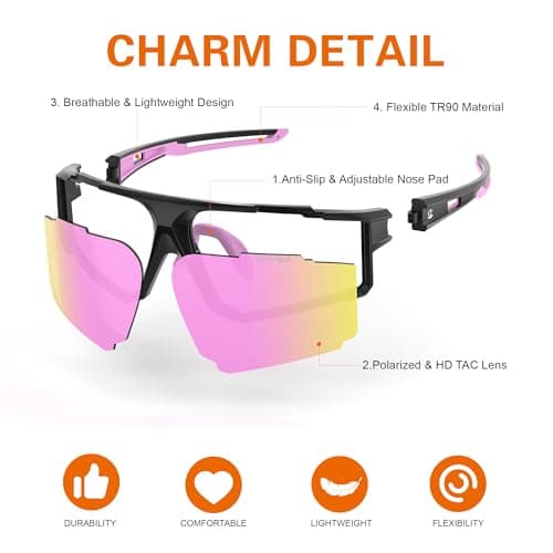 suoso Polarized Sports Sunglasses Men: UV400 Running Sunglasses for Women, Lightweight Fishing Baseball Cycling Glasses TR90 view 5