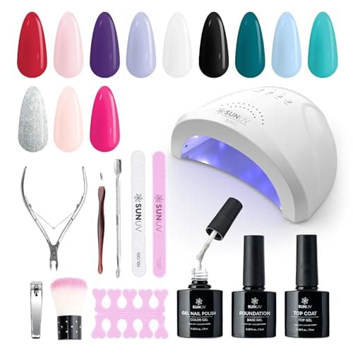 SUNUV Gel Nail Polish Kit with UV Light, 23 Pcs Gel Nail Kit Four Season, 12 Colors Polish Set with Base Glossy Top Coat, Manicure Tools Home Salon Gift for Women Teens Girls, Starter Kit — image 1