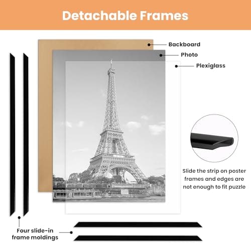 upsimples 24x36 Poster Frame Black 3 Pack, Scratch-Proof Picture Frames 24 x 36 for Photo Gallery - Slide-In Strips, Horizontal or Vertical Wall Mounting view 6