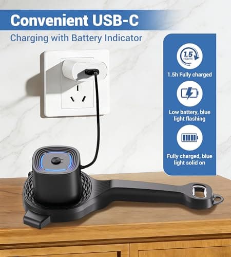 Electric Jar Opener for Seniors with Power-Clamp Technology, 2-in-1 Patent Automatic Jar & Bottle Opener Rechargeable 800mAh Hands-Free Opener with Bonus Anti-Slip Gripper Pad for Beer, Dressing, Jar view 6