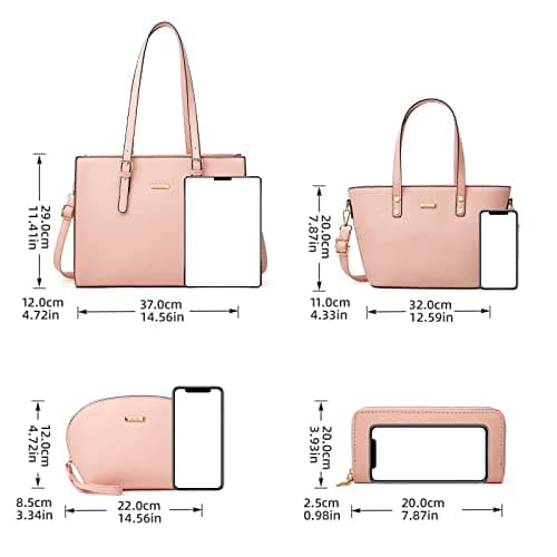 Women Fashion Synthetic Leather Handbags Tote Bag Shoulder Bag Top Handle Satchel Purse Set 4pcs view 4