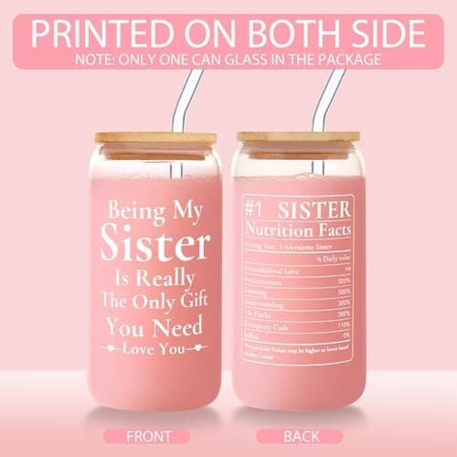 Sister Gifts for Women, Big&Little Sis – Best Cool Sisters Gifts for Birthday, Christmas – Christian Gift – 16oz Funny Sister Glass Cup view 4