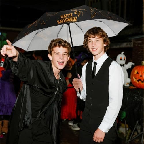 Natuquebrela Compact Automatic Umbrella Portable - Collapsible Travel Umbrella for Rain Strong Wind proof Lightweight Umbrellas Unique Halloween Decor view 2