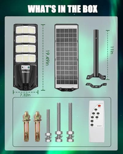 Mcfacesun Solar Lights Outdoor-6500K 16000LM Led Street Light, IP66 Waterproof Solar Street Lights Outdoor with Motion Sensor & Dusk to Dawn, led solared Street Light Easy Installation view 5