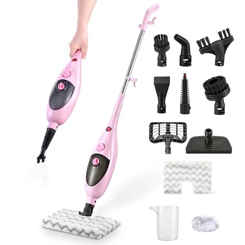12-in-1 Adjustable Steam Mop & Detachable Handheld Steam Cleaner, 400ML Tank, Safe for Hardwood, Sealed Floors, Marble, Laminate, Stone & Tile