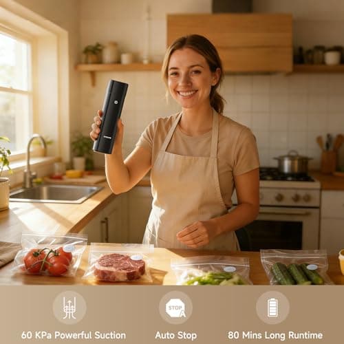 DREAME VH20 Handheld Vacuum Sealer Machine for Food with 30 Reusable Vacuum Bags, Compact Food Vacuum Sealer, Auto Stop, Rechargeable Food Sealer Saver, Dry & Moist Modes, For Container & Wine Bottles view 2
