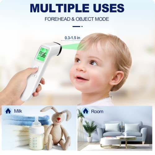 No-Touch Thermometer for Adults and Kids, Accurate Digital Baby Thermometer, Fever Alarm & Silent Mode, 2 in 1 Forehead & Object Mode view 4