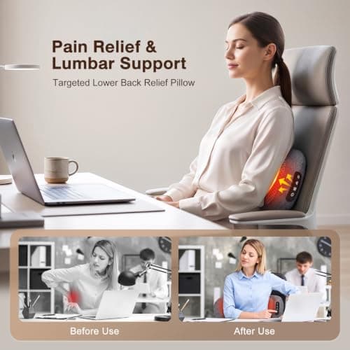 Amkish 3-in-1 Triple Fusion Back Massager with Heat, Vibration & Stretching | Dynamic airbag stretching, memory foam cushion, lumbar support pillow, perfect ergonomic relief for bed, office chair, or car view 6