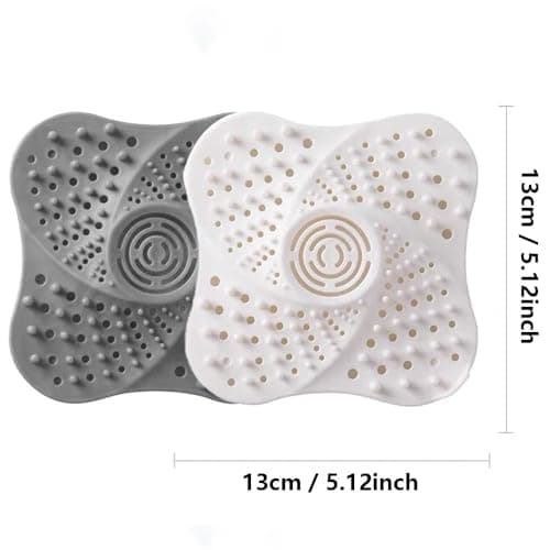 2 Pack Drains Hair Catcher, Silicone Bath Drainer Protector, Sink Drain Strainer with Suction Cup, Hair Stopper Drain for Shower Bathroom Tub Kitchen Drains Shower Drain Cover (Grey + White) view 2