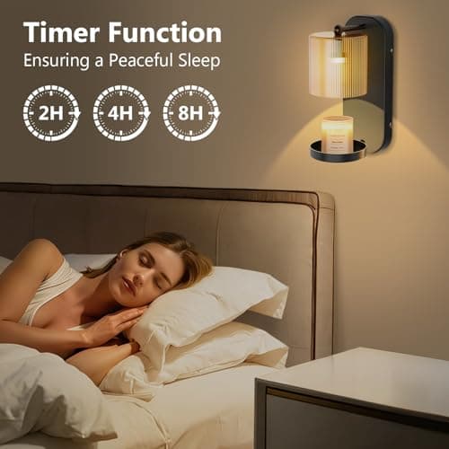 Wall Mounted Candle Warmer Lamp with Remote Control, Timer & Dimmer, Flameless Wax Melt Warmer for Jar Candles, Metal Wall Sconce for Home Fragrance & Decorative Lighting view 3