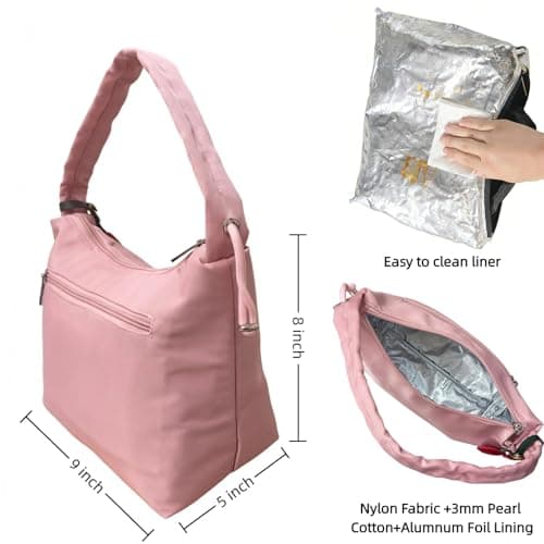 TTCAYU Lunch Bag Women Small Insulated Lunch Bags Cute Lunchbox Lightweight Cooler Bag For Work Picnic Travel (PINK-lunch bag) view 2