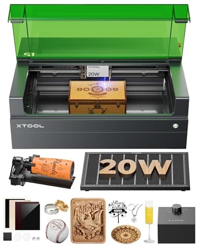 xTool S1 20W Laser Cutter and Laser Engraver for Tumblers, 23.93" x 15.16" Bed Size, 600mm/s Speed, Laser Engraving Machine, Laser Engraver for Wood and Metal, Acrylic, Big Project - Rotary Bundle