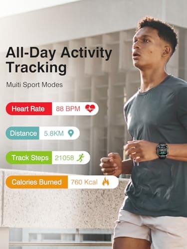 mkzea Blood Pressure Watch Men, IP68 Waterproof Blood Pressure Watch, 1.96" High-Resolution Touch Screen Smart Fitness Tracker with 100+ Sport Modes Compatible with Android and iOS, Black view 5