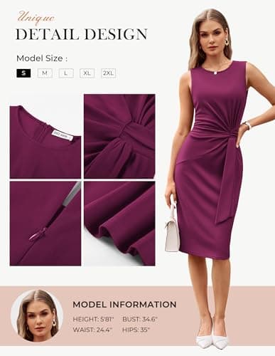 GRACE KARIN Women Work Dress,Bodycon Pencil Business Dresses,Sleeveless Cocktail Dresses Knee Length view 3