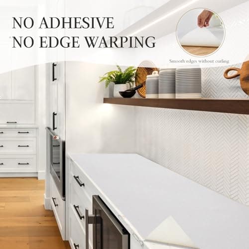 Beautysaid Shelf and Drawer Liner for Kitchen Cabinet, Non Adhesive Non Slip Shelf Paper Waterproof Washable Thickened for Dresser Pantry Shelve Bathroom Protector Liner(White,12 in x 10 FT) view 5