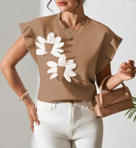 Pink Queen Womens Summer Tops 2026 Fashion Floral T Shirts Ruffle Cap Sleeve Casual Blouses view 5