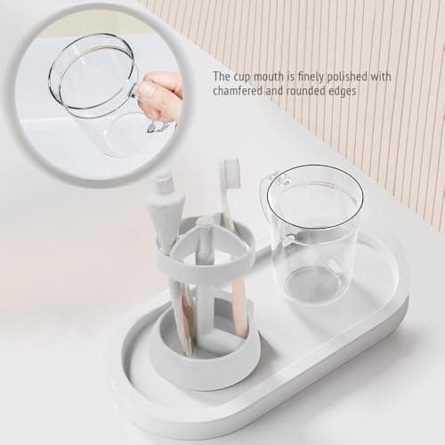 Toothbrush Holders with Cover, Contains 3 Slots, Compatible with Electric Toothbrushes, Electric Toothbrush Holder Kids Toothpaste Holder for Travel Camping Student Dormitories view 5