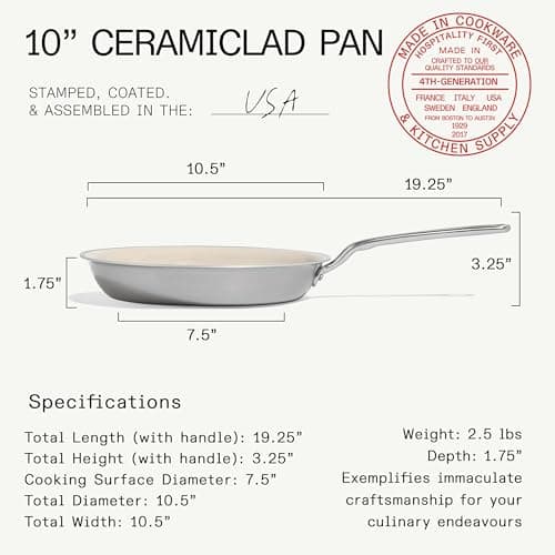 Made In Cookware - 3-Piece (Includes 8", 10", 12") Ceramic Non Stick Frying Pan Set (Discontinued CeramiClad 1.0) - 5-Ply Stainless Clad with Stay-Cool Handle - Professional Cookware view 5