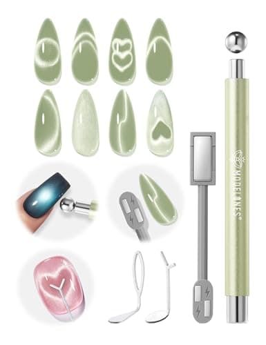 modelones Cat Eye Magnet for Nails, 3-in-1 Silver Cateye Gel Polish Magnet Pen & Heart-Shaped Magnet for Nail Art & Ball &Hole &Lightning Magnet, Multi-Effect Magnets for Nail Art Lovers DIY Salon — image 1
