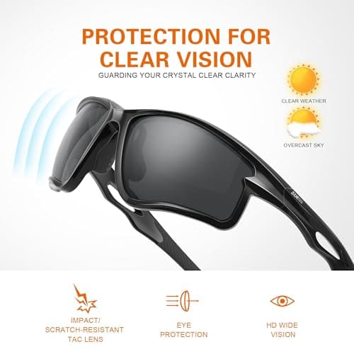 suoso Polarized Sports Sunglasses Men: Running Sunglasses Women UV400 Protection Wrap Around Glasses for Fishing Driving TR90 view 4