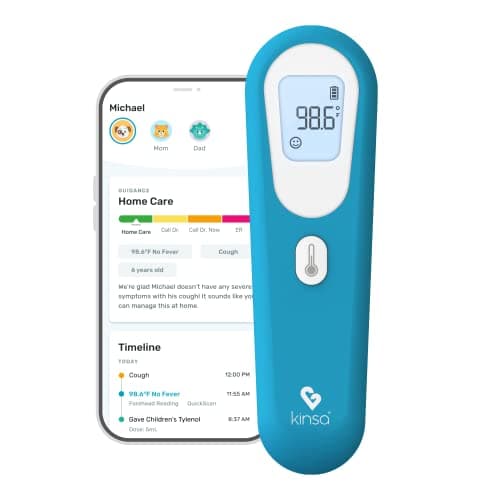 Kinsa QuickScan Smart Forehead Thermometer for Adults, Kids and Babies, No-Touch Digital Thermometer, App-Connected Family Health Tracking, Fast Accurate Fever Readings