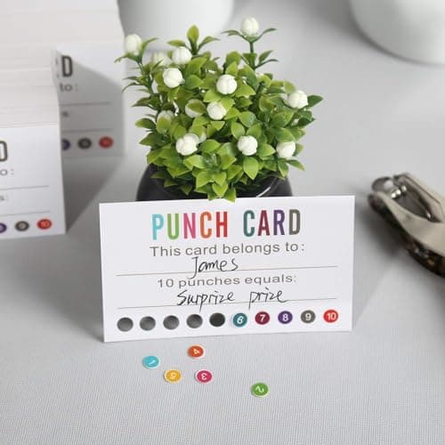 ONEDONE Punch Cards (Pack of 200) Reward Punch Cards for Classroom Behavior Incentive Awards for Kids Students Teachers Home Classroom School Business Loyalty Gift Card - 3.5" x 2" view 2