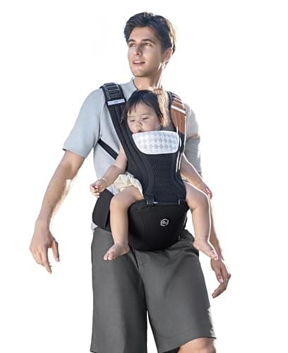 HBR Baby Carrier with Hip Seat, Air-Padded Shoulder Straps – All Day Comfort, 6-in-1 Ergonomic Baby Carrier for Newborn to Toddler, Forward-Facing, Hands-Free, Adjustable Up to 45 lbs, 47 in, Black — image 1
