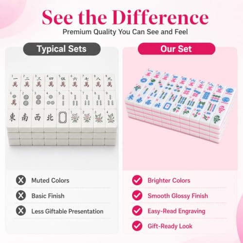 American Mahjong Tile Set, 1.2 in 166 Pink Mini Travel Mahjong Complete Set view 5