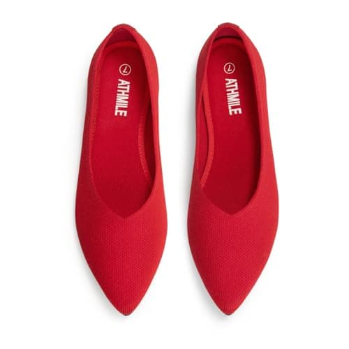 ATHMILE Pointed Toe Flats for Women Dressy Work Shoes Business Casul Knit Ballet Flats Slip on Office Ladies Comforttable Dress — image 1