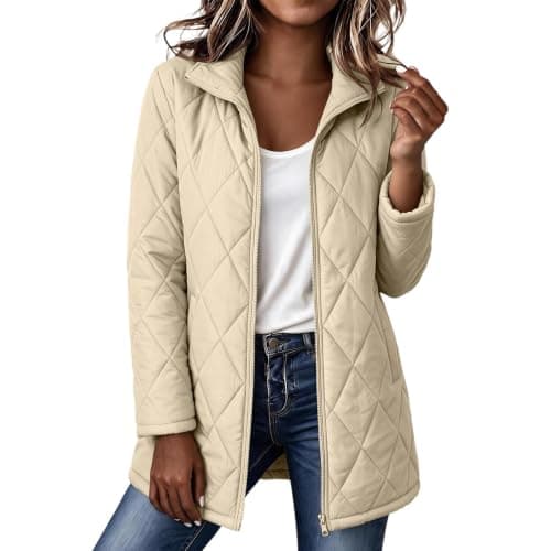 Quilted Jackets for Women Lightwight Fall Winter Mid Length Padded Coats view 6
