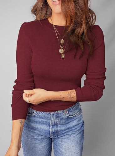 Dokotoo Fall Sweaters for Women 2026 Casual Lightweight Long Sleeve Crew Neck Solid Basic Slim Fit Sweater Tops view 3