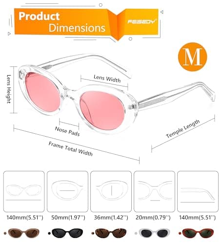 FEISEDY Sunglasses Womens, Retro Oval Cateye Sun Glasses Men, Small 90s Style B4128 view 3