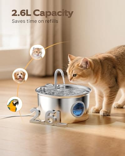 Cat Water Fountain Stainless Steel: Cat Fountain for Drinking - 88oz/2.6L view 4