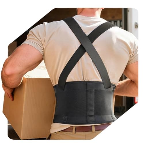 Medical-Grade Work Back Brace with Adjustable Shoulder Straps [Stronger Support & Breathable Mesh] Lower Back Support Belt for Men Women - Pain Relief for Lifting, Warehouse, Construction & Moving