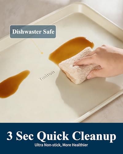 Ymiton 7PCS Nonstick Baking Sheet Set - 10x15in Jelly Roll Pan with Wire Rack, Silicone Spatula & 4 Cookie Cutters, Thickened Carbon Steel, Oven Safe 450°C, Sunshine Cream view 5