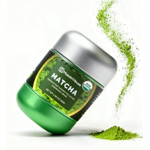 Maestri House Ceremonial Grade Matcha Powder - Premium First Harvest Green Tea Powder, 100% Pure Unsweetened No Additives, USDA Organic Gluten-Free Vegan, 1.06oz Tin