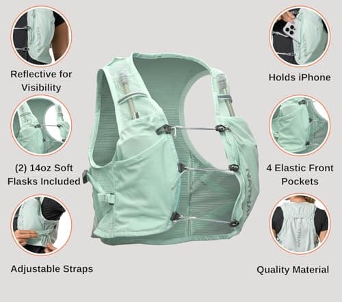 Nathan Women's Hydration Vest - Lightweight Mesh, Breathable, 2x14oz Flasks, 2L Bladder, Reflective Vest, Pinnacle Breeze view 3