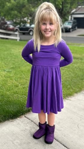 Stelle Long Sleeve Girls Dress Toddler White Dresses Skater Twirl Cotton A-Line Dress for School Casual view 2