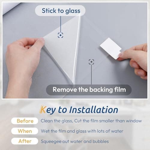 rabbitgoo Window Privacy Film, Frosted Glass Window Clings, Static Cling UV Heat Blocking Door Stickers for Home Bathroom, Removable Indoor Decal Coverings Day and Night, Pure, 17.5 x 78.7 Inches view 5