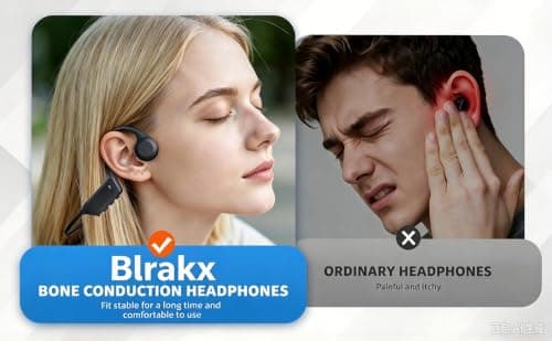 Blrakx New Waterproof Open-Ear Bone Conduction Headphones - Bluetooth 6.0 Wireless Earbud, Ultra-Light, Long Battery Life, Stable Connection, Ideal for Running, Cycling, Workout, Hiking view 4