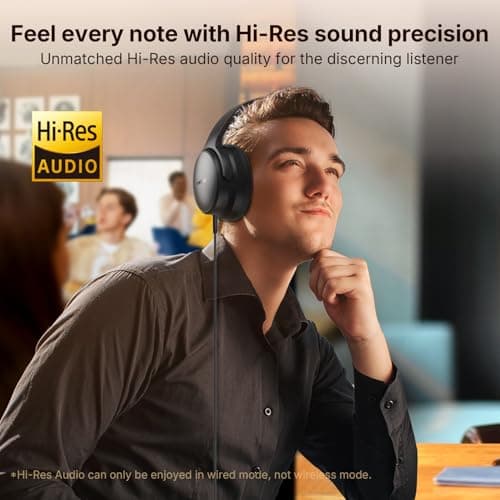 EarFun Tune Pro Active Noise Canceling Headphones, Wireless Bluetooth Headphones with 5 Mics, 120H Playtime, Bluetooth 5.4, Hi-Res Audio, Multipoint Connection, Custom EQ via App, Comfortable Fit view 4