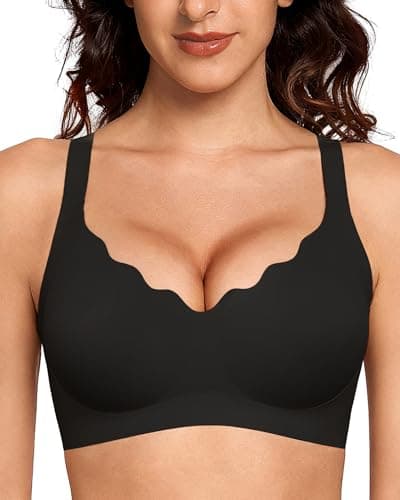 Gailife Scalloped Lift Bras Women Soft Jelly Push Up Wireless Bra Supportive V Neck No Underwire Seamless Tshirt Bralettes view 1