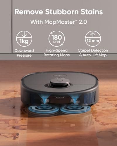 eufy X10 Pro Omni Robot Vacuum and Mop Combo, 8,000 Pa, Dual Mops with 12 mm Auto-Lift and Carpet Detection, AI Obstacle Avoidance, Auto Mop Washing&Drying, Self-Emptying, Self-Refilling view 3
