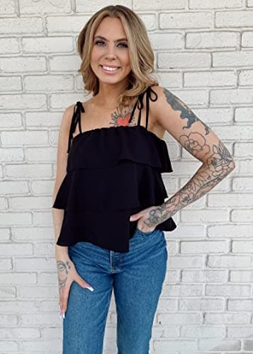 KIRUNDO Spaghetti Strap Ruffle Babydoll Peplum Tank Tops for Women 2026 Summer Cute Flowy Beach Vacation Cruise Outfits view 3