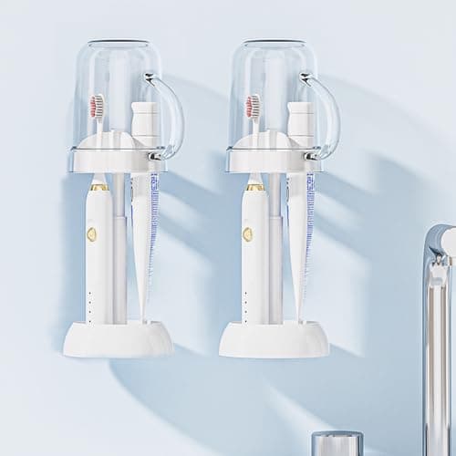 Toothbrush Holders with Cover, Contains 3 Slots, Compatible with Electric Toothbrushes, Electric Toothbrush Holder Kids Toothpaste Holder for Travel Camping Student Dormitories view 4