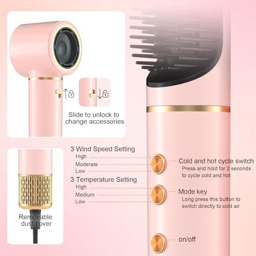 Hair Dryer Brush 5 in 1, Hair Styler, 110,000 RPM High-Speed Negative Ionic Hair Dryer Fast Drying, Professional Multi Blow Dryer Brush for Curling Volumizing Straightening Styling view 6