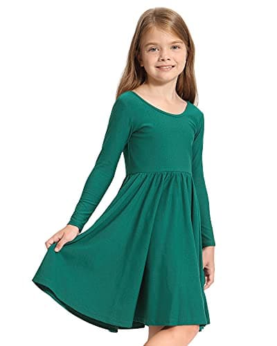 Stelle Long Sleeve Girls Dress Toddler White Dresses Skater Twirl Cotton A-Line Dress for School Casual — image 1