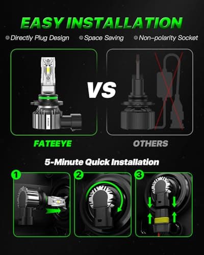 FateEye H11 9005 LED Light Bulbs 40000LM 6500K High Beam Low Beam Bulb LED Fog Light Kit, 1:1 Size, Plug and Play, Fog Bulbs view 5