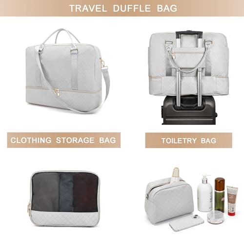 Travel Duffle Bag for Women Carry on Bags Overnight Weekender Bags Toiletry Hospital Gym Bag with Shoe Compartment 3pcs Set view 6