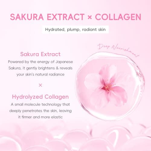 QUIYUM Sakura Collagen Skincare Set - 8-Piece Glass Skin Routine with Cleanser, Toner, Serum, Eye Cream, Moisturizer | Hydration, Firm, Glow for All Skin Types, Skin Care Gift Sets, for Mother's day view 3